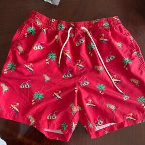 Polo Ralph Lauren Board Shorts Men Large Palm Trees Vintage Swimwear
